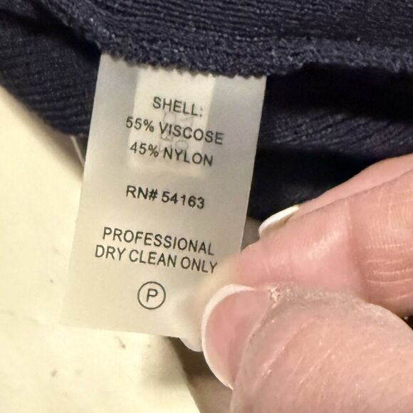 Calvin Klein Women's Midi Navy Ribbed Dress Sz Small V-neck Viscose Nylon Blend - Picture 4 of 4